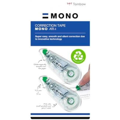 Abbildung von Tombow CT CA4 2P Korrekturroller Mono air 4, seitliches Abrollen, 4,2 mm x 10 m, transparent, Zweierpack