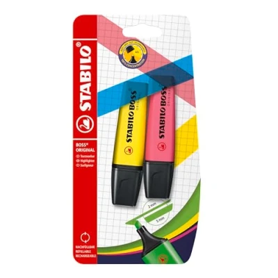 Abbildung von Textmarker STABILO BOSS ORIGINAL 2er Pack gelb, pink