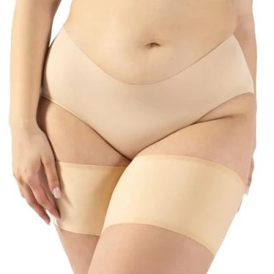 Abbildung von CALZITALY Glatte Anti Reibung Bänder Curvy Strumpfbänder für Scheuernde Oberschenkel Schwarz, Hautfarbe A, B, C, D, E, F Made in Italy (A: 53 56 cm, Hautfarbe)