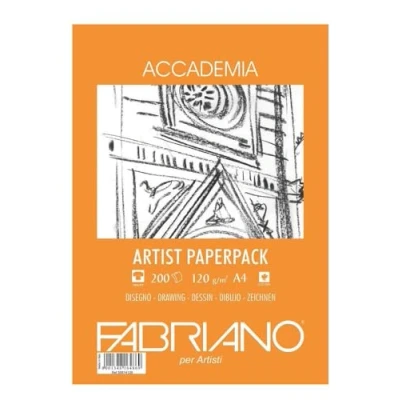 Abbildung von Honsell 50814120 Fabriano Accademia Zeichenpapier, Block kopfgeleimt, 120 g/m², DIN A4, 200 Blatt, matt, säurefrei und alterungsbeständig, sehr radierfest