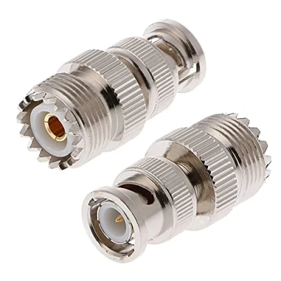 Abbildung von TengKo BNC Stecker auf UHF Buchse SO 239 SO239 Adapter RF Koaxial Coax für Antenne Koaxialkabel Radio Scanner (2 Pack)
