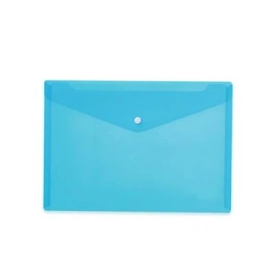 Abbildung von HERMA 20076 Dokumententasche A4 Transparent Hellblau, 5 Stück, kleine Sichttaschen Umschlag mit Druckknopf, Briefumschlag aus Plastik für Schule, Uni, Büro, Reise