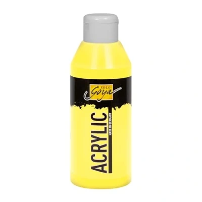 Abbildung von KREUL 84202 Solo Goya Acrylic zitron, 250 ml Flasche, cremige vielseitig einsetzbare Acrylfarbe in Studienqualität, auf Wasserbasis, schnell und matt trocknend, gut deckend, wasserfest