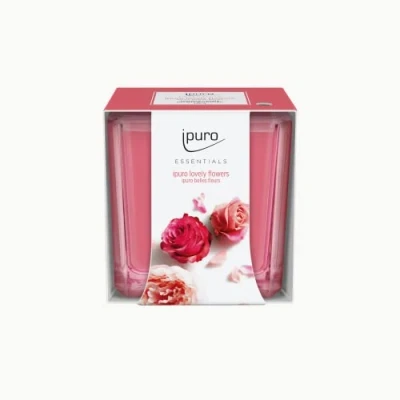Abbildung von ipuro dekorative lovely flowers Duftkerze minimalistische &amp; puristische Duftkerzen im Glas intensive mit frischen blumigen Noten stilvolle Kerze 125 g