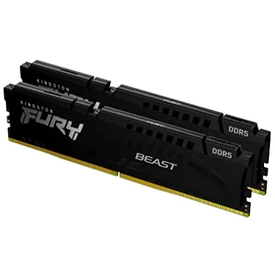 Abbildung von Kingston FURY Beast Schwarz 32GB (2x16GB) 5600MT/s DDR5 CL40 DIMM Desktop Gaming Speicher Kit mit 2 KF556C40BBK2 32