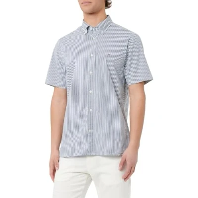 Abbildung von Tommy Hilfiger WCC FLEX POPLIN STP RF Shirt S/S Herren, Blue (Night Sky / Optic White), M