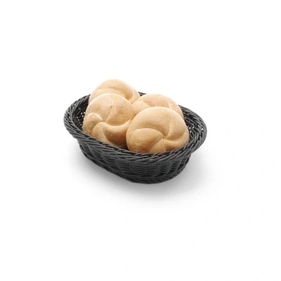 Abbildung von HENDI Brotkorb grau 25 x 19 6,5 cm Gastro Flechtkorb PP Kunststoff oval, Brötchenkorb geflochten