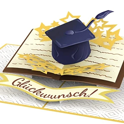 Abbildung von papercrush® Pop Up Karte Glückwunsch zur Prüfung 3D Glückwunschkarte zum bestandenen Doktor, Abitur, Bachelor oder Master Abschluss Handgemachte Doktorhut Examen (Medizin, Jura, Arzt)