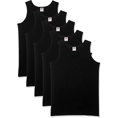 Abbildung von Fruit of the Loom Herren Regular Fit Unterhemd 5 Pack Athletic Mens, Schwarz (Black), Large
