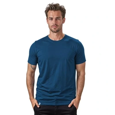 Abbildung von ALPIN LOACKER Merino Shirt Herren Premium Tshirt Kurzarm I Thermo Oberteil Männer und Funktionsshirt für Outdoor Unterwäsche Herren, Blau S