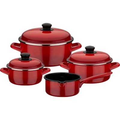 Abbildung von GSW 190114 Kochtopf Set Red Shadow 7 tlg, Stahl Emaille