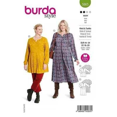 Abbildung von Burda Schnittmuster, 5865, Kleid und Tunika selber nähen [Damen, Gr. 44 54] Level 2 für Anfänger