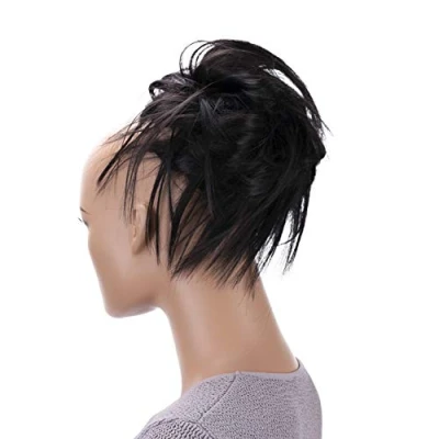 Abbildung von CAISHA Jumbo Haarteil Haargummi Dutt Flora Hochsteckfrisuren Brautfrisuren Natürlich Gewellt Unordentlich DM17cm Schwarzbraun G17F