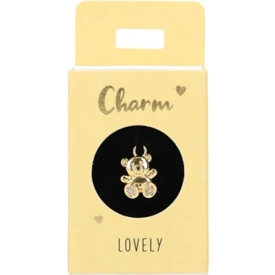 Abbildung von Depesche 11834 048 Charm Teddy, vergoldeter Anhänger für Halsketten, Armband und Ohrringe, ideal als kleines Geschenk