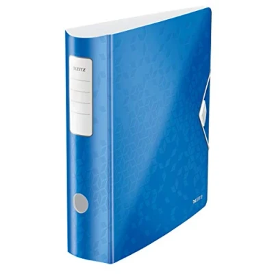 Abbildung von Leitz Qualitäts Ordner 180 Active WOW, A4, breit, Abgerundeter Rücken, 8,2 cm Gummibandverschluss, Leichtes Polyfoam, Plastik Ordner, WOW Serie, Blau, 11060036