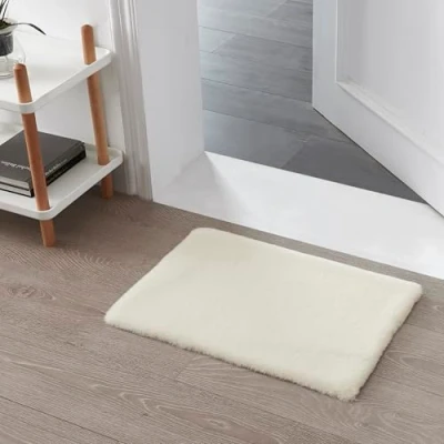 Abbildung von Teppich Wölkchen Fellteppich Kunstfell Waschbar, Hasenfell Imitat, Kaninchenfell, Kurzfell Flauschiger Wohnzimmer, Bettvorleger Schlafzimmer, Fell Beige 40x60cm