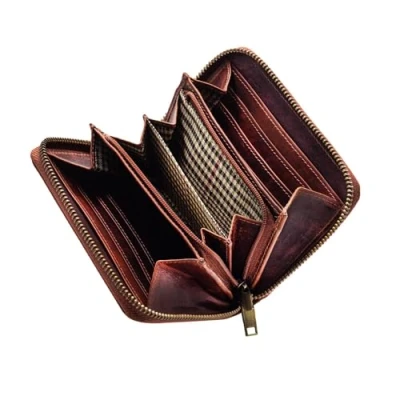 Abbildung von STILORD Leder Geldbörse braun Vintage Portemonnaie mit RFID, NFC Schutz Echtleder Brieftasche + Geschenkbox &#039;Paris&#039;
