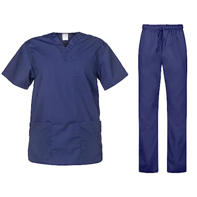 Abbildung von B well Cesare Unisex Schrubb Set Schlupfkasack + Schlupfhose Medizin Arzt Uniform Schlupfjacke Oberteil mit Hose Medizinische Berufsbekleidung Marine XS