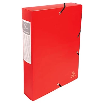 Abbildung von Exacompta 59885E Sammelbox OPAK mit Gummizug 80 mm breit aus blickdichtem Kunststoff Rückenschild für DIN A4 Archivbox Heftbox Dokumentenbox Zeichenbox rot