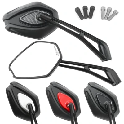 Abbildung von Area1 Motorradspiegel Motorroller Rückspiegel Set (rechts+links) e geprüft, 2xM10 Rechts+1xM10 Linksgewinde + 2xM8 Rechts+1xM8 Linksgewinde. ATV, Quad (Carbon)