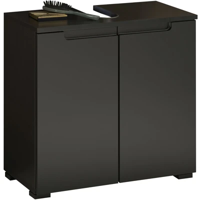 Abbildung von Stella Trading Badezimmer Waschbeckenunterschrank in Schwarz matt Bad Unterschrank Badezimmerschrank mit viel Stauraum 60 x 57,5 32 cm (B/H/T)