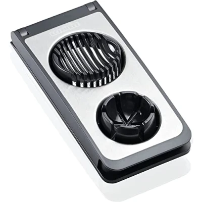 Abbildung von Leifheit Eierschneider Combi ProLine Serie mit 3 Funktionen, Champignonschneider schneidet sauber und exakt, Küchenhelfer zum Schneiden von Eiern, Pellkartoffeln, rostfreier Schneidedraht, silber