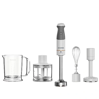 Abbildung von Kenwood Küchengeräte Triblade XL HBM40.306WH Stabmixer, Pürierstab mit abnehmbarem Edelstahl Mixfuß 3 Flügel Messer für schnelleres Pürieren, 850 W, Weiß/Grau