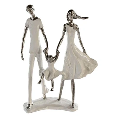Abbildung von Casablanca modernes Design Skulptur Familie Familienglück weiß/Silber Polyresin Höhe 31 cm