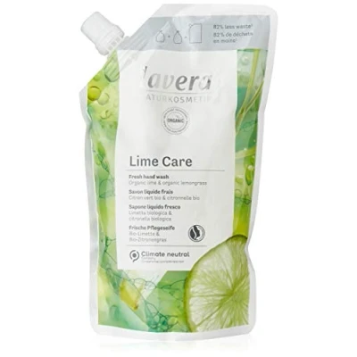 Abbildung von lavera Lime Care Liquid Soap Refill — Bio Flüssigseife aus Limette &amp; Zitronengras sanfter Reiniger vegan auch für empfindliche und trockene Haut geeignet (500 ml)