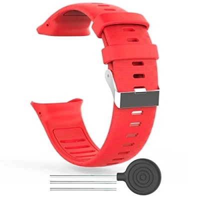 Abbildung von WIIKAI Armband Ersatzarmbänder kompatibel für Polar Vantage V Silikon Ersatz Uhrenarmbänder.(rot)