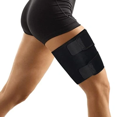 Abbildung von supregear Oberschenkelbandage Unterstützung, Einstellbare Kompression Neopren Oberschenkel Ärmel Atmungsaktive Rutschfeste Oberbeinstütze für Frauen Männer