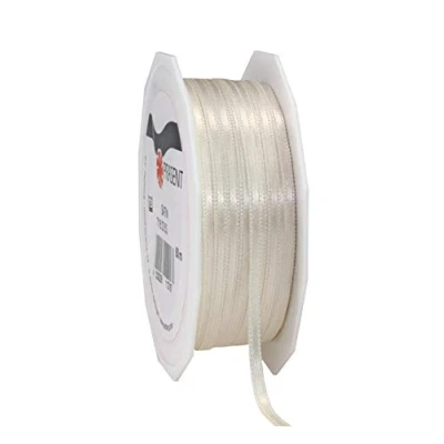 Abbildung von PRÄSENT C.E. Pattberg Satin Elfenbein, 50 m Satinband zum Einpacken von Geschenken, 3 mm Breite, Geschenkband Dekorieren &amp; Basteln, Dekoband, Anlass