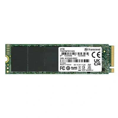 Abbildung von Transcend 2TB PCIe Gen3 x4 M.2 SSD 2280 für High End Anwendungen (Gaming, digitale Audio und Videoproduktionen, etc.); schnelle Übertragung (bis zu 1.800 / 1.500 MB/s) TS2TMTE110S