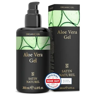 Abbildung von BIO Aloe Vera Gel 100% Vegan Das Beste der Pflanze Natürliche After Sun Pflege 200ml Bei Sonnenbrand &amp; als Feuchtigkeitscreme Skincare Naturkosmetik Satin Naturel