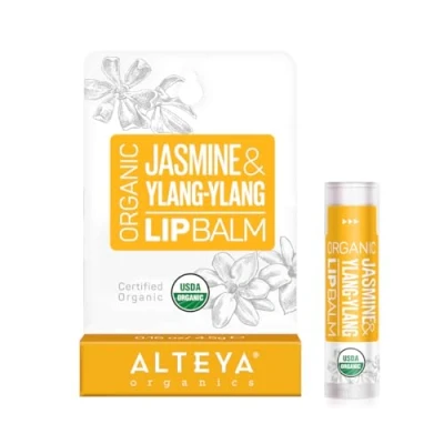 Abbildung von Alteya Bio Lippenbalsam Jasmin und Ylang 4.5g USDA Organic zertifiziert Rein Natürlich Lippenpflege auf der Basis sorgfältig selektierter Auswahl an Pflanzenölen buttern