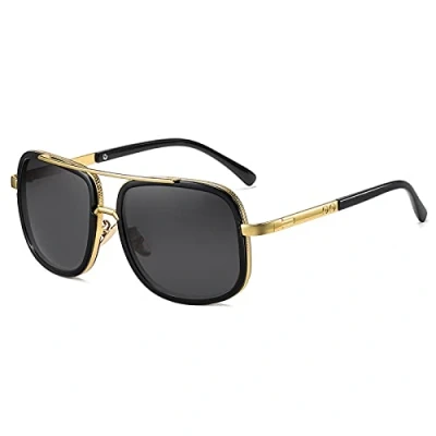 Abbildung von SHEEN KELLY Retro Sonnenbrillen Marken Metall Rahmen Pilot Platz Spiegel herren damen Gold
