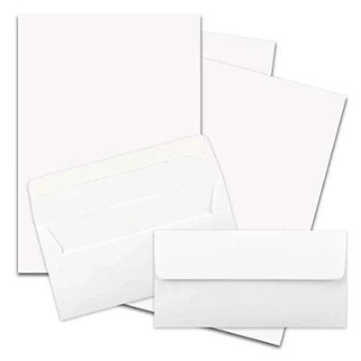 Abbildung von 50x Briefpapier Set DIN A4 mit Lang Briefumschlägen, Haftklebung Weiß mattes Schreibpapier Kuverts FarbenFroh by GUSTAV NEUSER