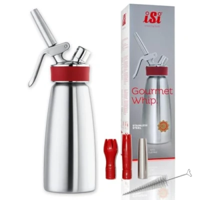Abbildung von iSi Sahnespender 500ml, Gourmet Whip Plus, 0.5 Liter, aus hochwertigem Edelstahl, Betrieb mit Sahnekapseln, für Sahne, warme und kalte Saucen, Suppen, Espumas Desserts
