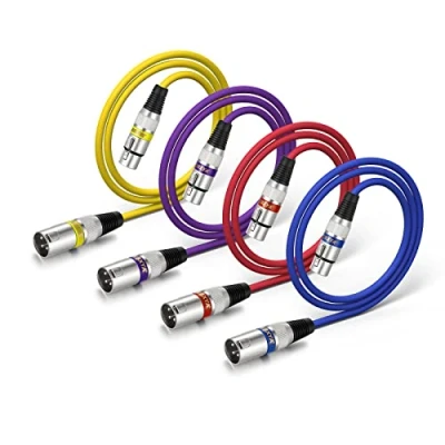 Abbildung von EBXYA XLR Kabel Mikrofonkabel 1M 4 Packungen symmetrischer Stecker auf Buchse Patchkabel für PA System, Studiorecorder, Verstärker, Mixer