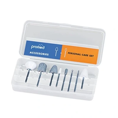 Abbildung von Promed Personal Care Schleifkörper Set, 8 für die Naturnagelbearbeitung, Bitset, Nagelfräser Aufsätze, Zubehör Fräser, Schaftdurchmesser 2,332 bis 2,350 mm.
