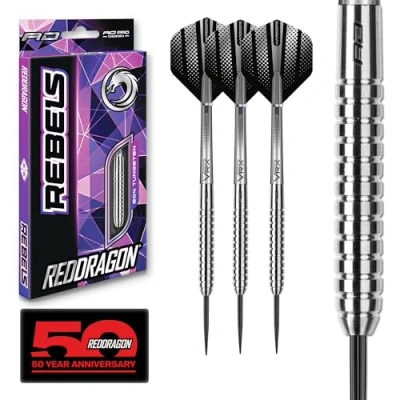 Abbildung von RED DRAGON Rebel 24 Gram Tungsten Darts Set mit Flights und Schäfte