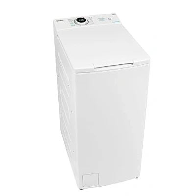 Abbildung von Midea Toplader Waschmaschine MF10ET80B / 8KG A 1300 U/min/BLDC Inverter Mortor/Dampffunktion/SoftOpener/XL Türöffnung/Kurz 15&#039;&amp;45&#039; Mehrere Temperaturoptionen/AquaStop, Weiß
