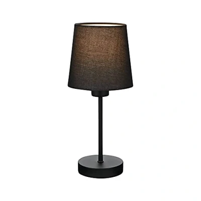 Abbildung von BRILONER Nachttischlampe mit Kabelschalter, Lampenschirm aus Stoff, E14 Fassung max. 25 Watt, Tischlampe, Lampe, Schreibtischlampe, Tischleuchte, Bürolampe, Leselampe Bett, 10x31,4 cm, Schwarz
