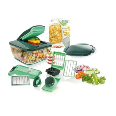 Abbildung von Genius Nicer Dicer Chef (15 Teile) Obstschneider, Gemüseschneider, Zwiebelschneider, Zerkleinerer, Gemüsehobel, Mandoline, Grün