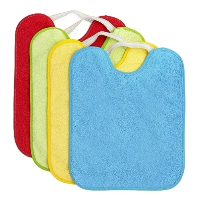 Abbildung von Ti TIN 4er Pack wasserdichte Baby Lätzchen mit Gummiverschluss 90% Baumwolle 10% Polyester Vinyl Futter für Babys ab 1 Jahr, 27x33 cm