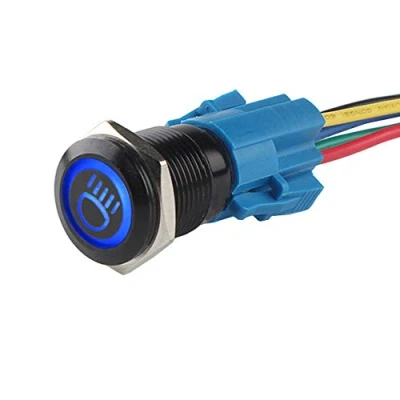 Abbildung von ETOPARS Schwarze Schale 19mm KFZ Kippschalter Wippschalter Druckschalter Schalter Drucktaster 12V Blau Licht Metall Fernlicht Steckdose Stecker