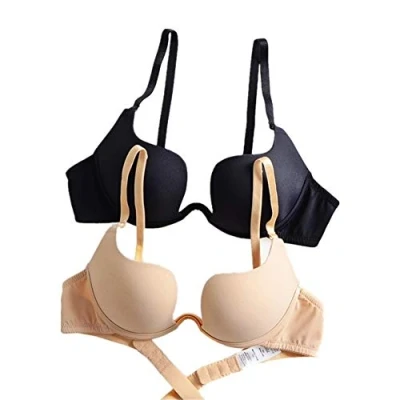 Abbildung von ZUKULIFE Plunge BH Deep U Push Up Multiway Convertible Unterwäsche Multifunktions (Schwarz+Apricot 80D)