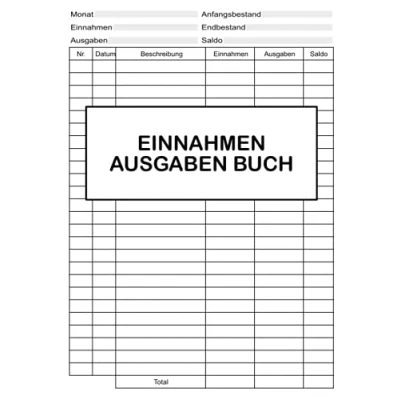 Abbildung von Einnahmen Ausgaben Buch: Haushaltsbuch Kassenbuch Kleinunternehmer Alle Transaktionen Aufzeichnen