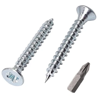 Abbildung von SKIR&#039;CO (100 Stück) Verzinkter Stahl 2,5 x 20 mm Silberholzschrauben, Pozidriv Senkkopf, Spanplattenschrauben, PZ Vollgewinde (100, 2,5x20 mm)