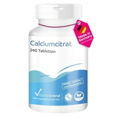Abbildung von Calcium 900mg aus Calciumcitrat 240 vegane Tabletten Hochdosiert Vitamintrend®